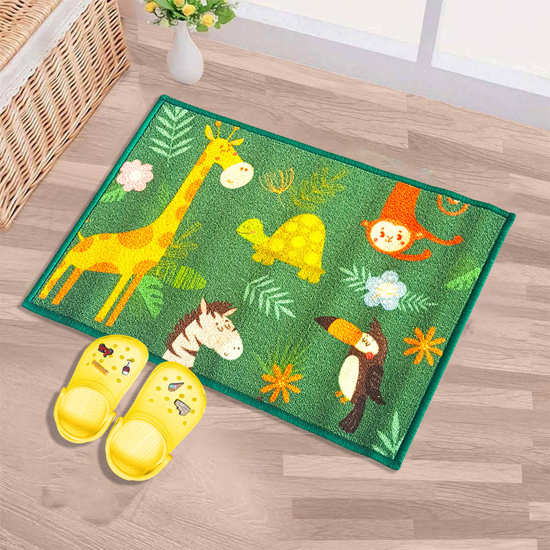 Animals Anti-Slip Kids Multipurpose Floor Mat Set of 2 - Green Jungle