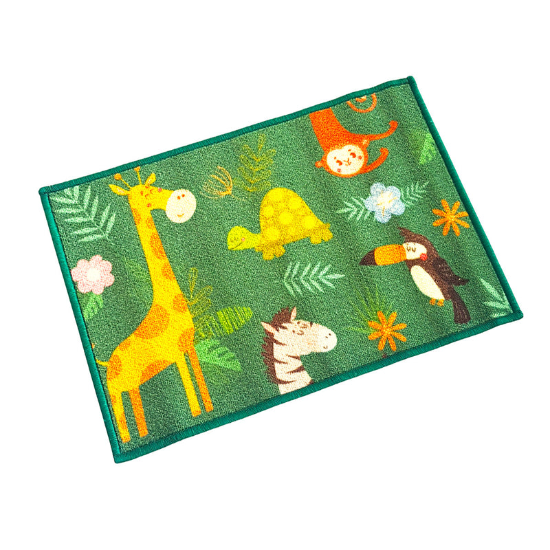 Animals Anti-Slip Kids Multipurpose Floor Mat Set of 2 - Green Jungle