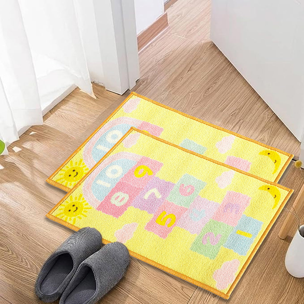 Hopscotch Anti-Slip Kids Multipurpose Floor Mat Set of 2 - Yellow