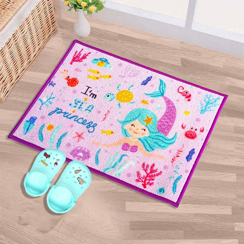 Mermaid Anti-Slip Kids Multipurpose Floor Mat Set of 2 - Purple