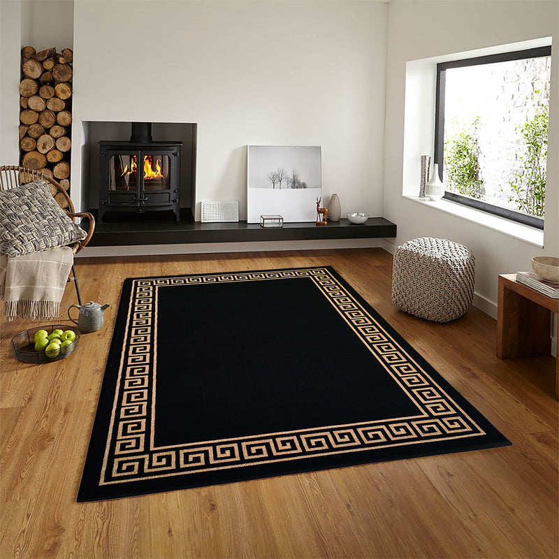 Greek Anti-Slip Rug - Black, Single Line