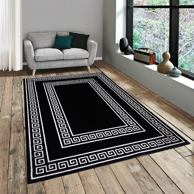 Greek Anti-Slip Rug - Black , Double Line