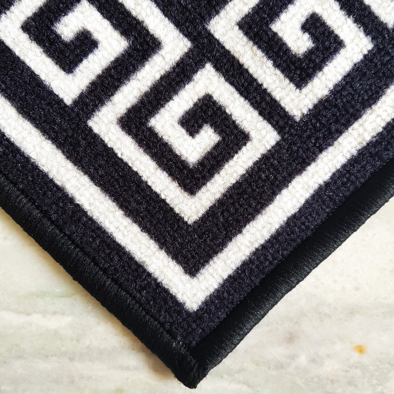 Greek Anti-Slip Rug - Black , Double Line