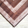 Geometric Anti-Slip Rug -Brown, Distress Border