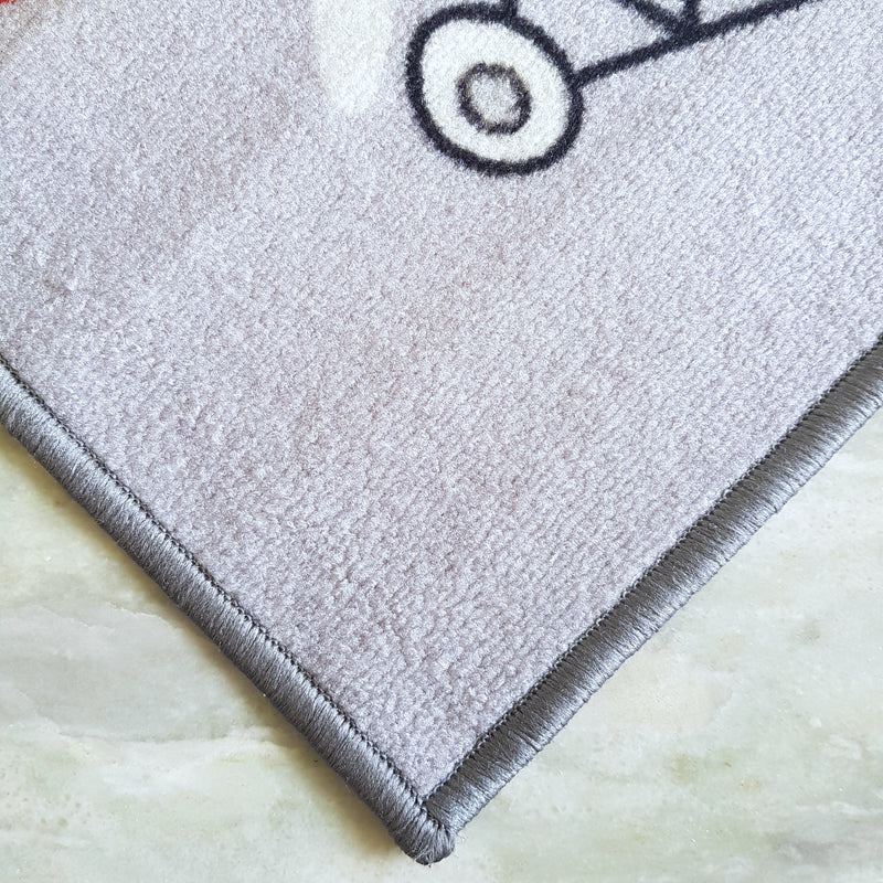 Plane Anti-Slip Kids Rug - Grey