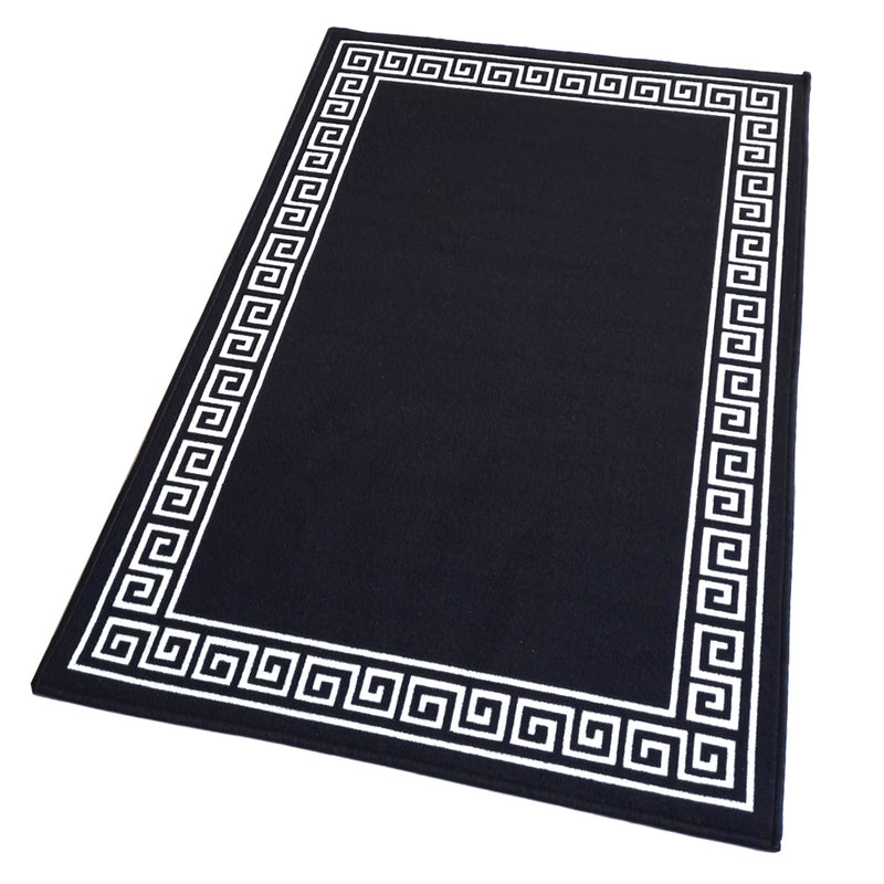 Greek Single Line Rug- Black and White