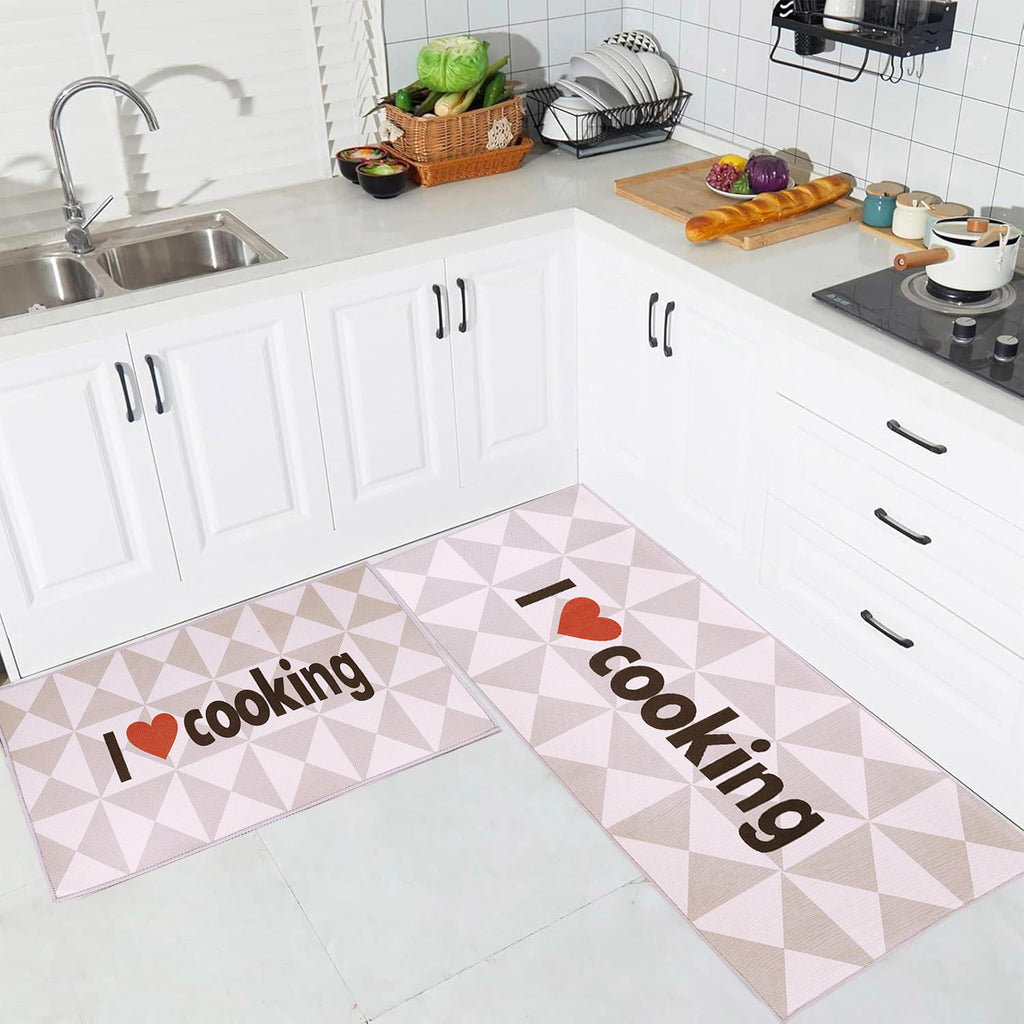 I Love Cooking Kitchen Floor Mats (Set of 2)