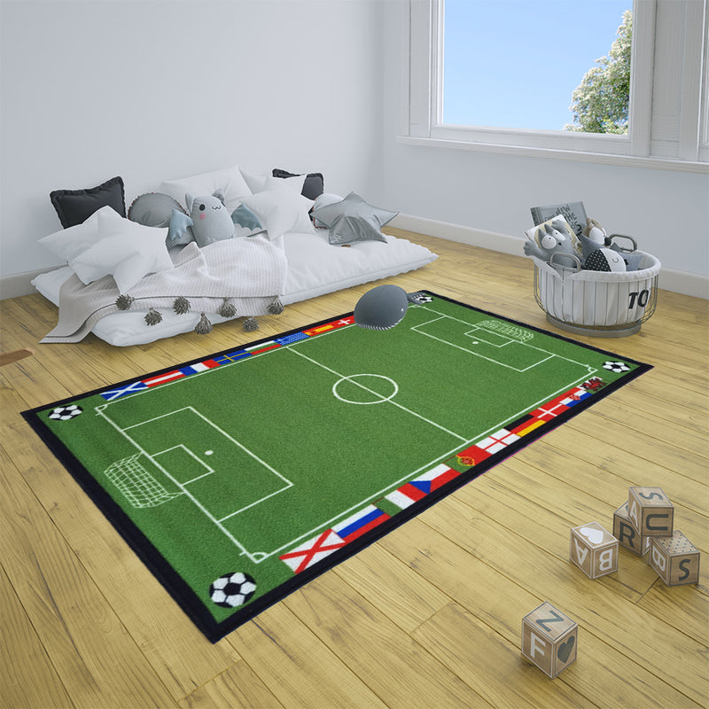 Kids Football Field Rug - Green